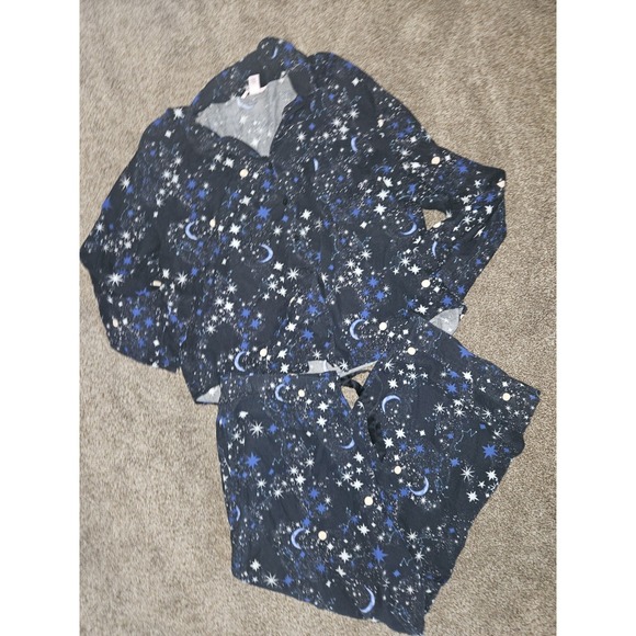 Victoria's Secret Women's SZ 2X Plus Black Starry Celestial Night 2pc Pajama Set - Picture 3 of 6